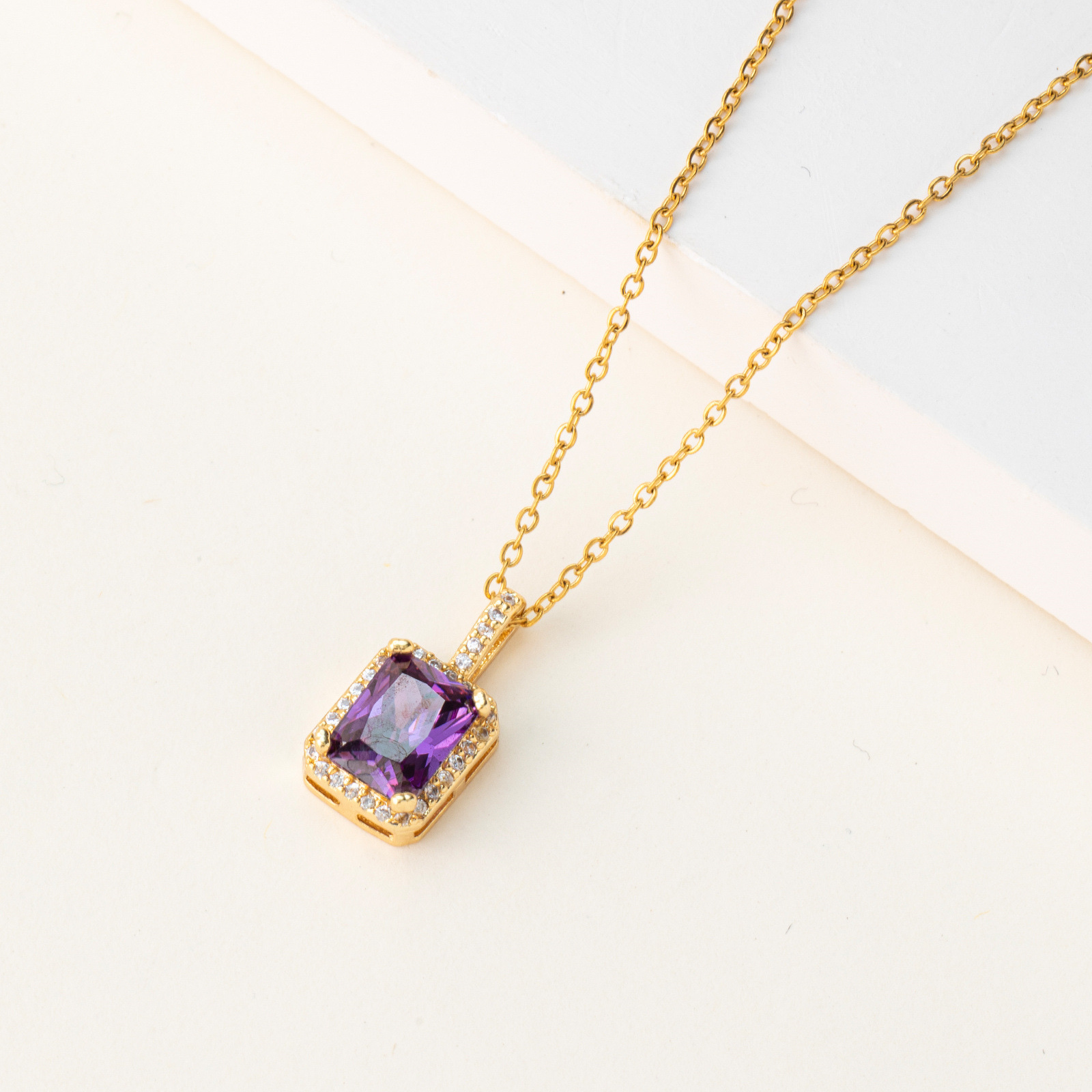AAA Zircon inlaid necklace pendant necklace, fashionable European and American quality collarbone chain, cross-border supply source manufacturer Specification image