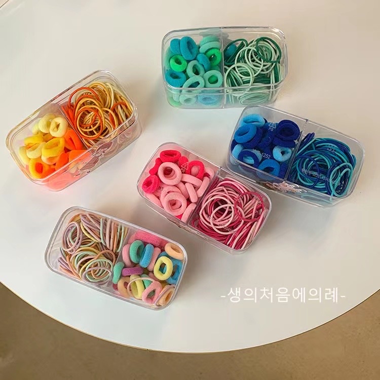 Micro Elegance Accessories Korean-style fashionable candy-colored children's rubber bands with double grids