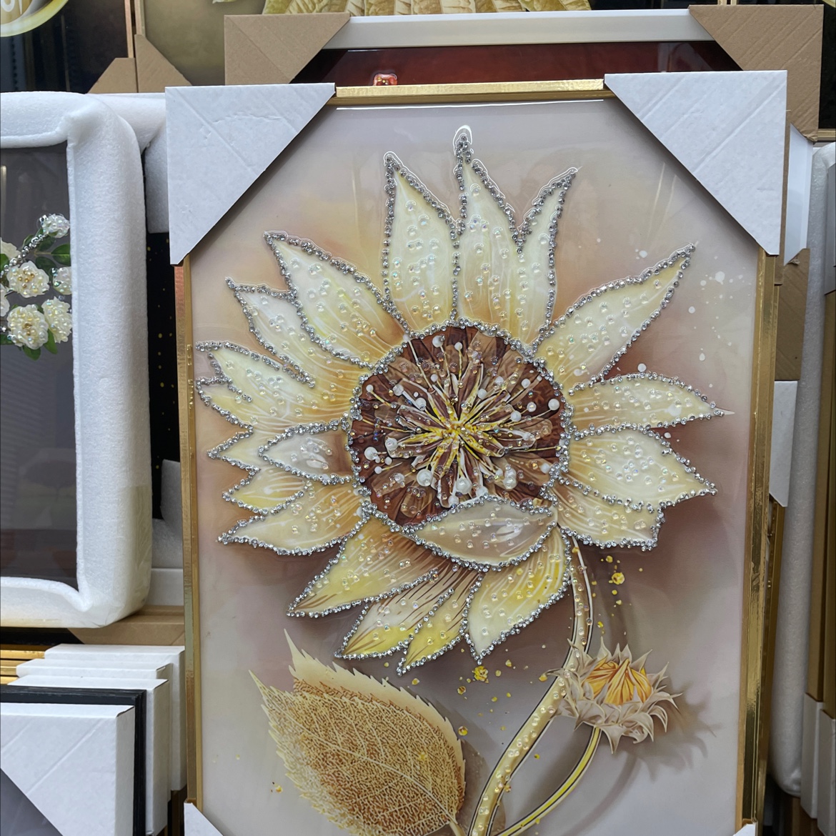 晶瓷装饰字画晶瓷画镶钻晶瓷装饰画手工镶钻闪钻晶瓷画详情图1