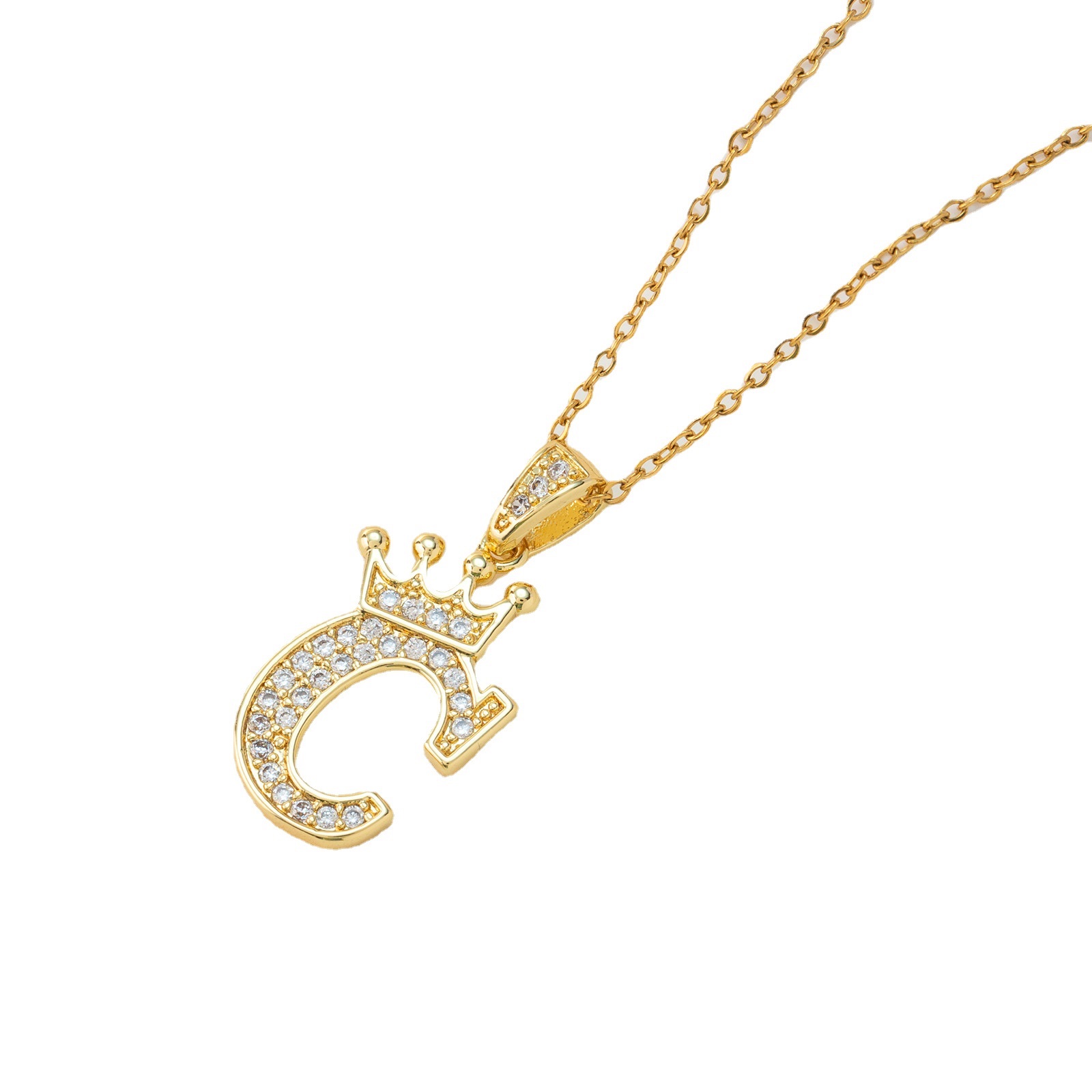Cross-border bestseller accessories: European and American hip-hop pendant, stainless steel necklace, collarbone chain, simple 26 English letters Item Picture