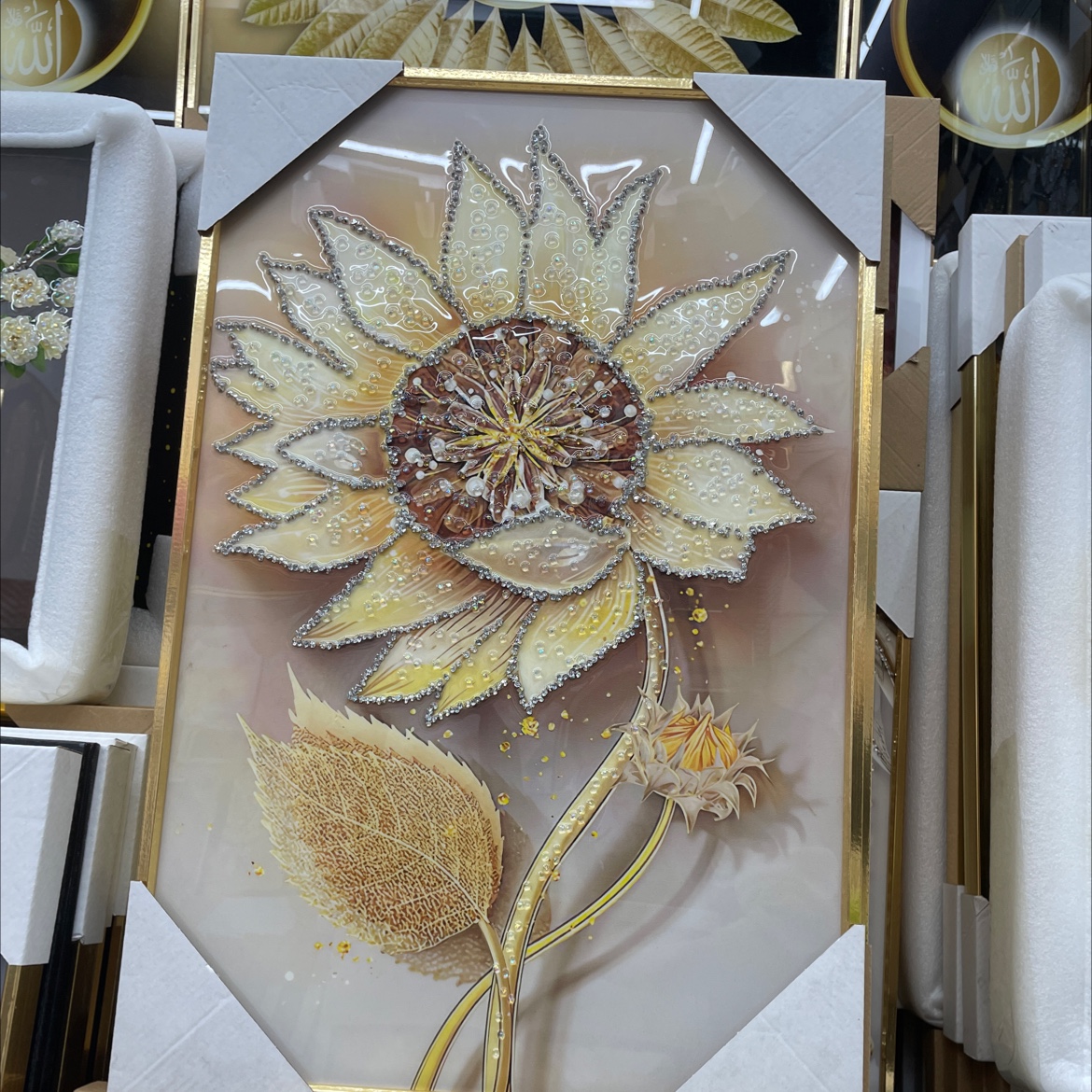 晶瓷装饰字画晶瓷画镶钻晶瓷装饰画手工镶钻闪钻晶瓷画