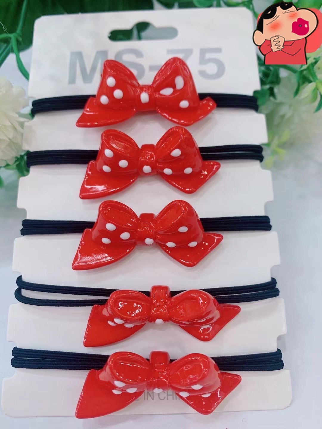 The new children's bow leather band headband from Weiya Accessories is bright red