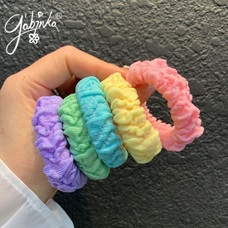 韩国甜美糖果色基础打底发圈网红清新日常百搭发绳扎头发皮筋头绳图