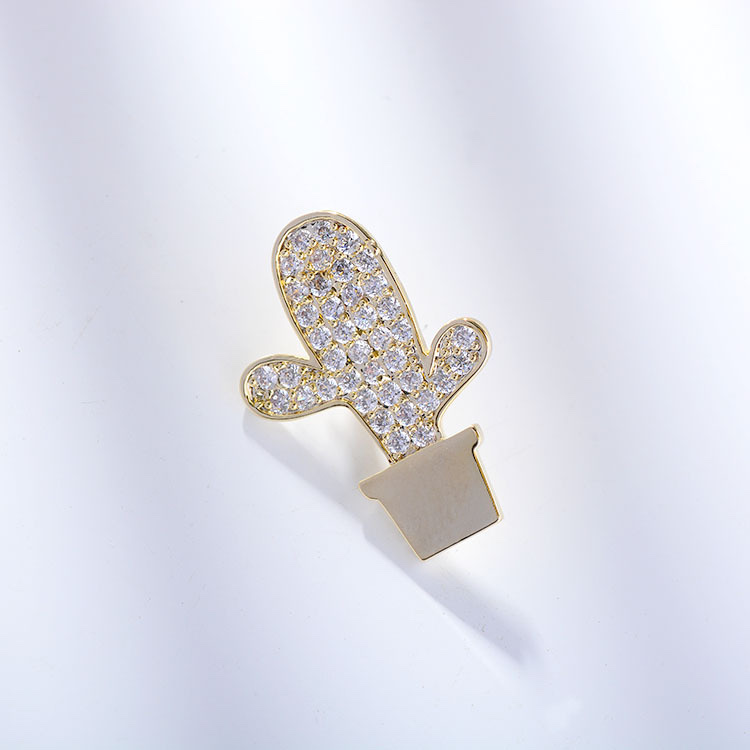 043 Korean version fashionable and elegant cactus trend European and American style round brooch Cute, simple and individual style fashionable and cute women's accessory clothing accessory brooch Specification image