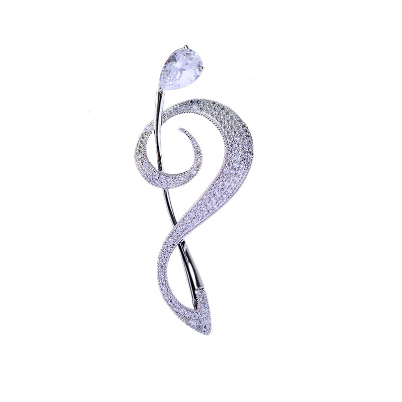 038 Korean version fashionable and elegant note trend, European and American style round brooch, cute and simple, individual style, fashionable and cute women's accessory, clothing accessory, brooch details Picture