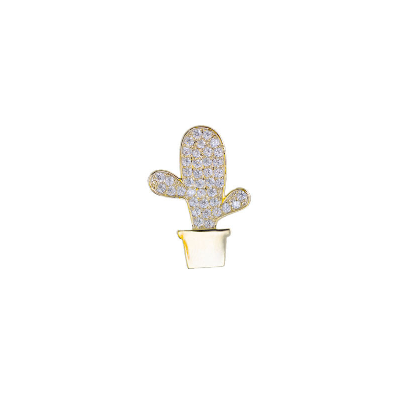 043 Korean version fashionable and elegant cactus trend European and American style round brooch Cute, simple and individual style fashionable and cute women's accessory clothing accessory brooch Item Picture