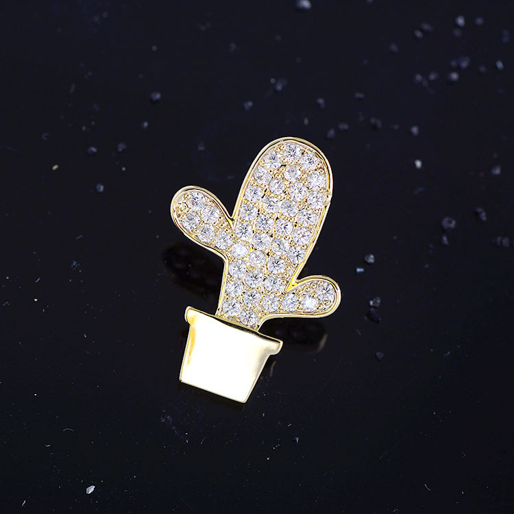 043 Korean version fashionable and elegant cactus trend European and American style round brooch Cute, simple and individual style fashionable and cute women's accessory clothing accessory brooch