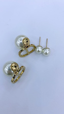双环珍珠耳环时尚欧美风格复古优雅气质耳环两戴耳钉