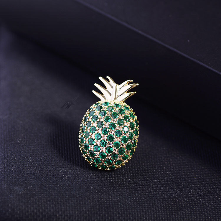 041 Korean-style fashionable and elegant pineapple trendy European and American style round brooch, cute and simple, personalized, fashionable and cute women's accessory clothing accessory brooch