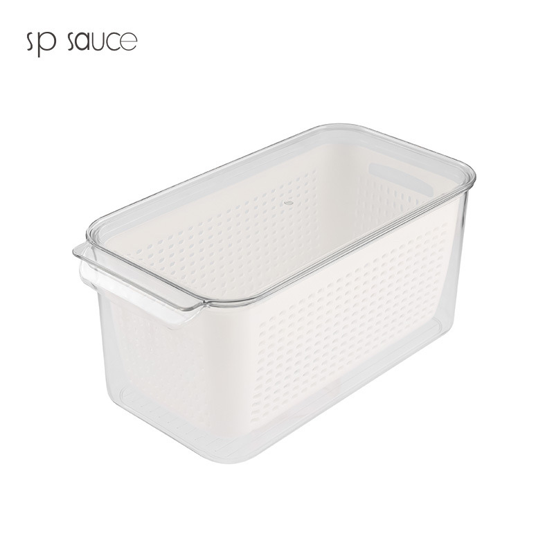 sp sauce厨房沥水篮家用带盖洗水果洗菜篮塑料保鲜盒冰箱收纳盒 详情图4