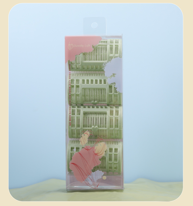 Four self-adhesive, spliced and fixed hair curlers for lazy people with side-swept bangs, air plastic curls, female student