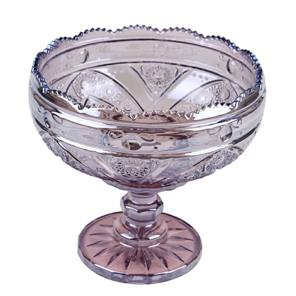 欧式高脚浮雕果斗加厚水晶玻璃果盘 创意居家客厅干果盆水果斗详情图2