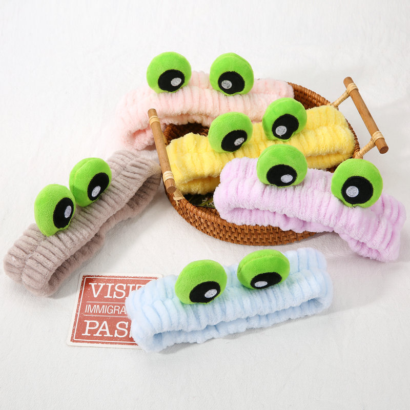 新款青蛙大眼睛可爱卡通发带洗脸化妆敷面膜网红束发带发圈发箍图