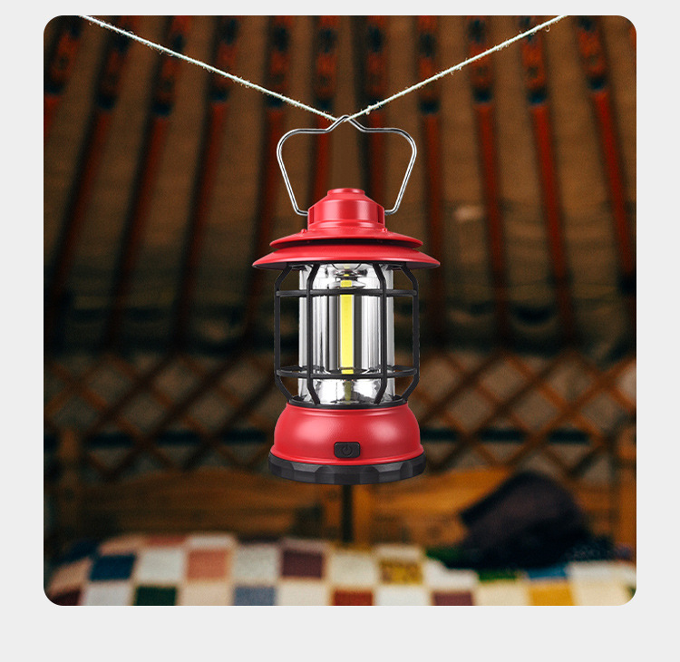 美式复古露营灯LED暖光户外营地灯野营帐篷老煤油灯 挂式照明马灯 详情图8