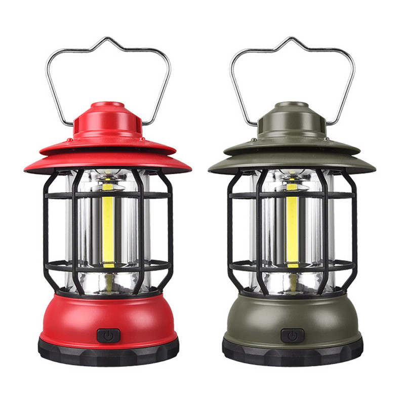 美式复古露营灯LED暖光户外营地灯野营帐篷老煤油灯 挂式照明马灯 图