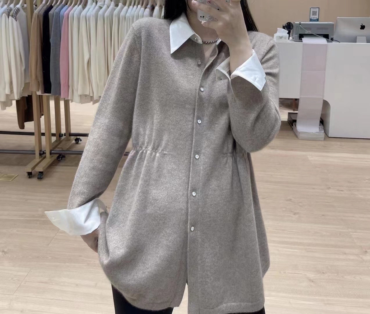 🇰🇷韩国故事🇰🇷 💯山羊绒 2022 A/W秋冬🍂拼接衬衫