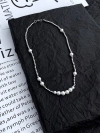 Stainless steel pearl necklace, retro patchwork titanium steel chain necklace, men's and women's metal style pearl hip-hop collarbone chain Specification image