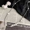 Stainless steel pearl necklace, retro patchwork titanium steel chain necklace, men's and women's metal style pearl hip-hop collarbone chain Item Picture