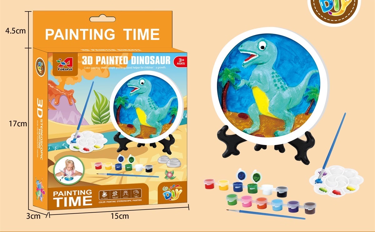 DIY陶瓷彩绘卡通涂色摆件海洋动物森林动物恐龙画画色盘图