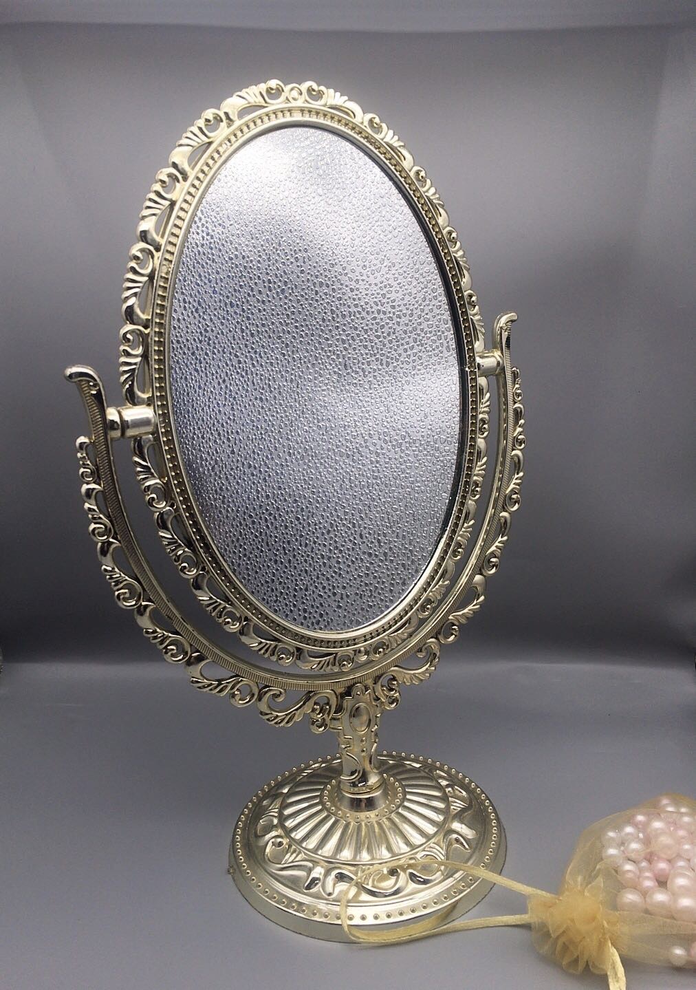 【永民镜业】308大号椭圆电镀 外贸批发可旋转双面镜电镀家用镜子厂家直销家用简约风格便捷式化妆镜