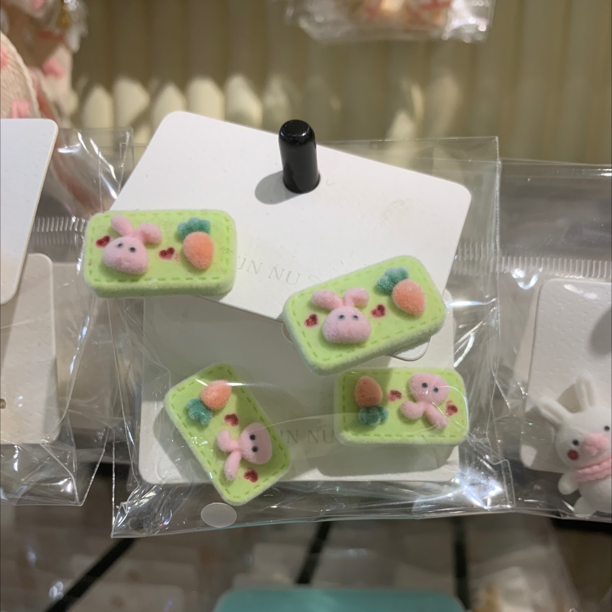 萝卜小兔植绒耳钉