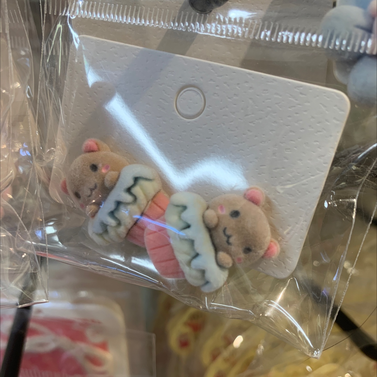 Flocked bear stud earrings