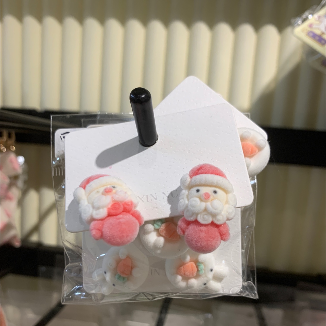 Santa Claus plush stud earrings