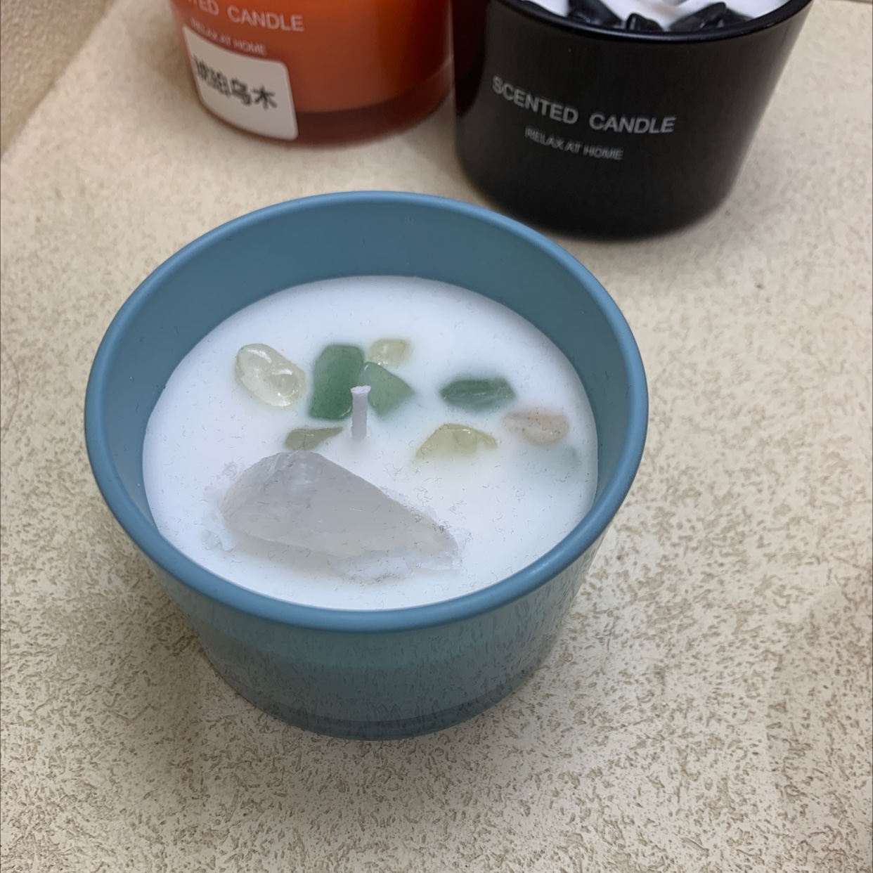 Blue scented candle