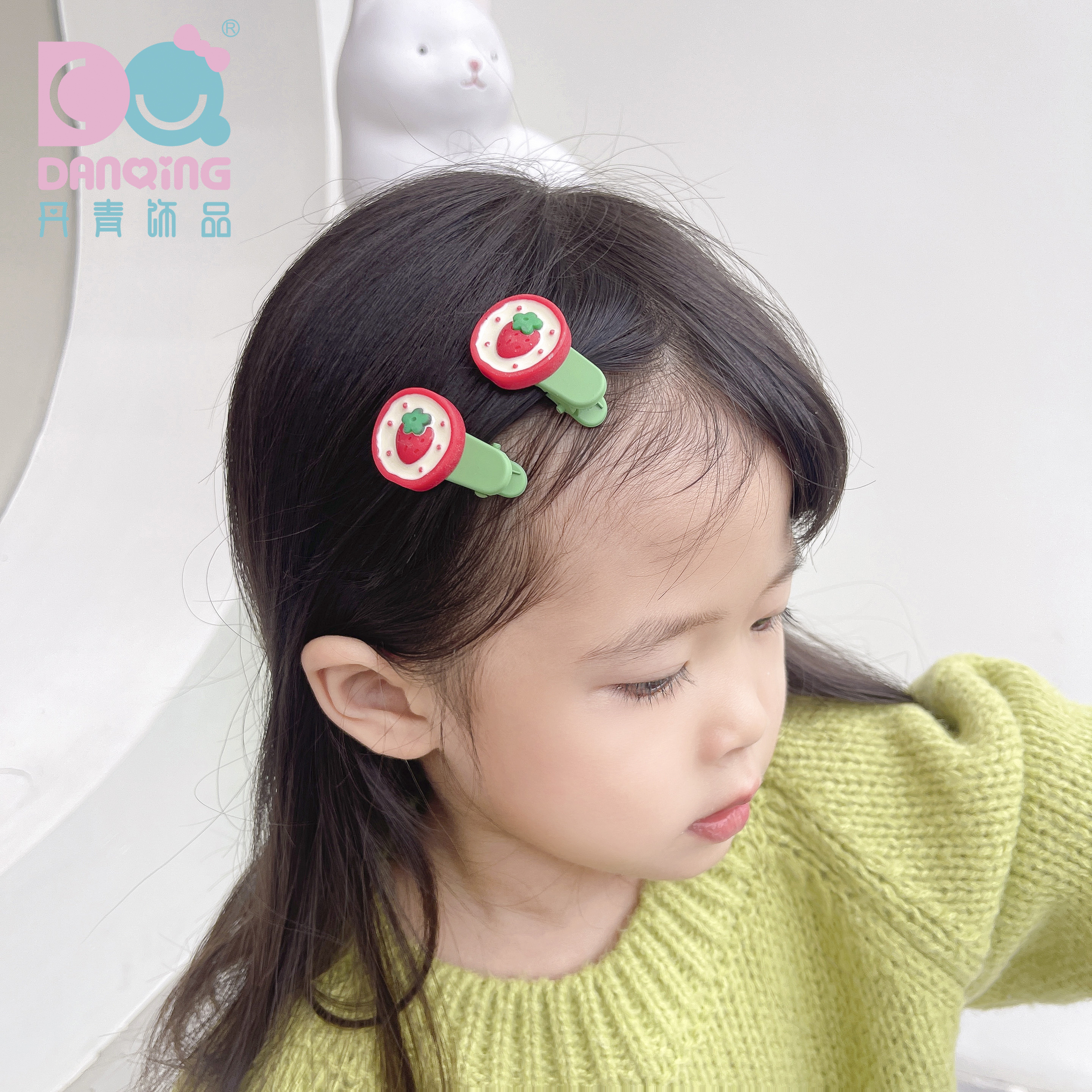 网红宝宝碎发/卡通头花少女/儿童头饰发夹白底实物图