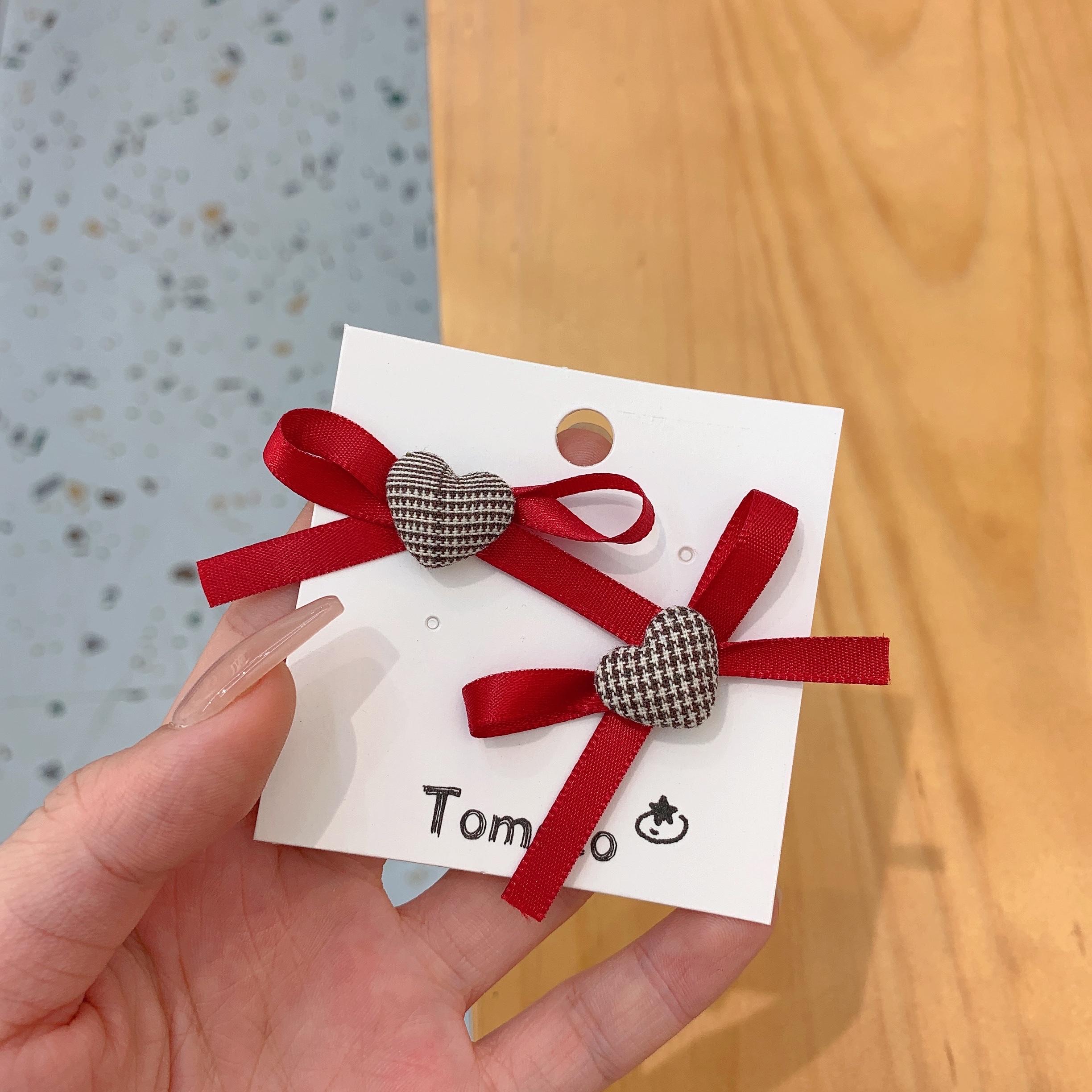 Red Christmas butterfly earrings, stud earrings, long pearl stud earrings, unique design sense for women in autumn and winter, niche and high-end style earrings, Internet celebrity to show off face, small ear thread earrings