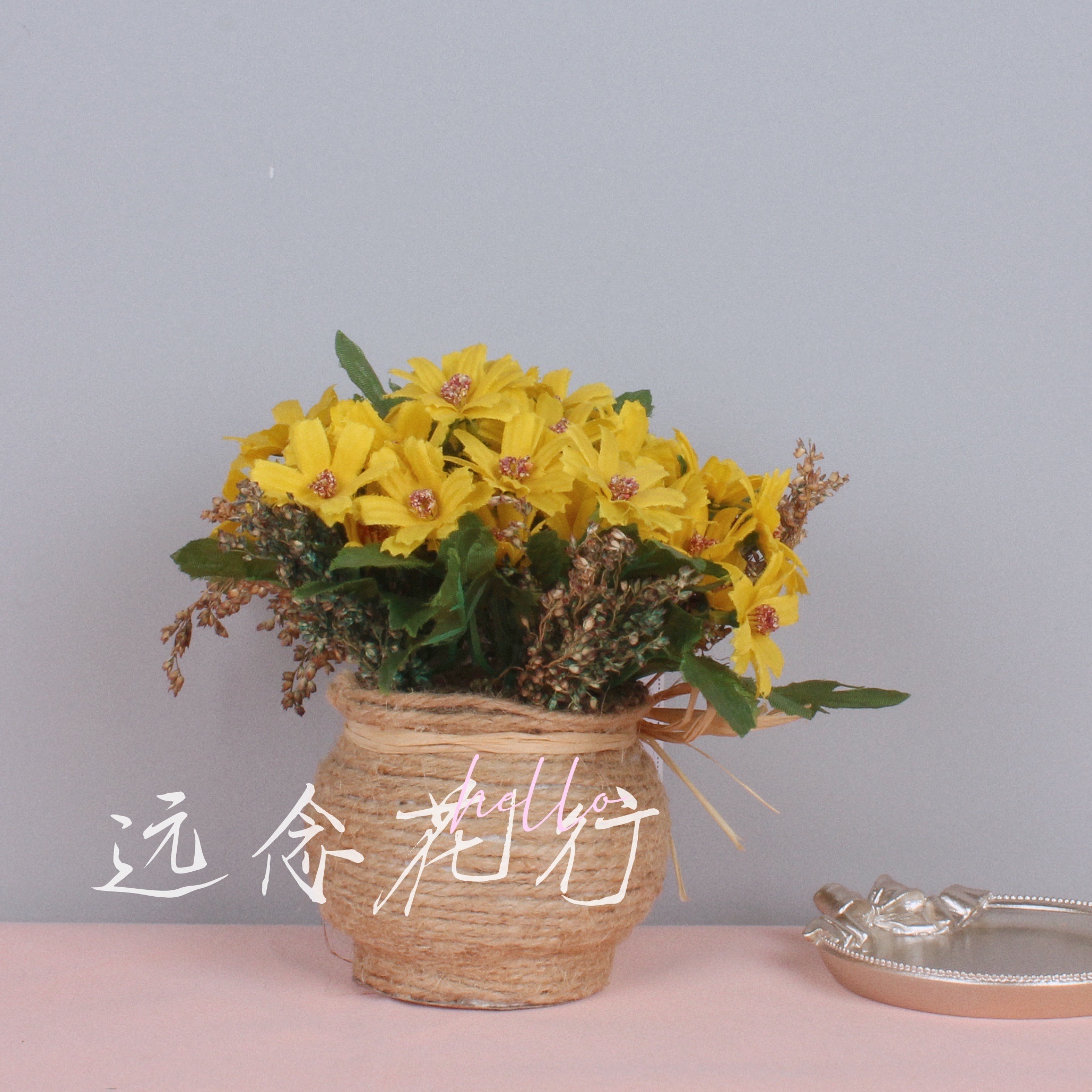 【远念花行】仿真花小盆栽美人菊盆
