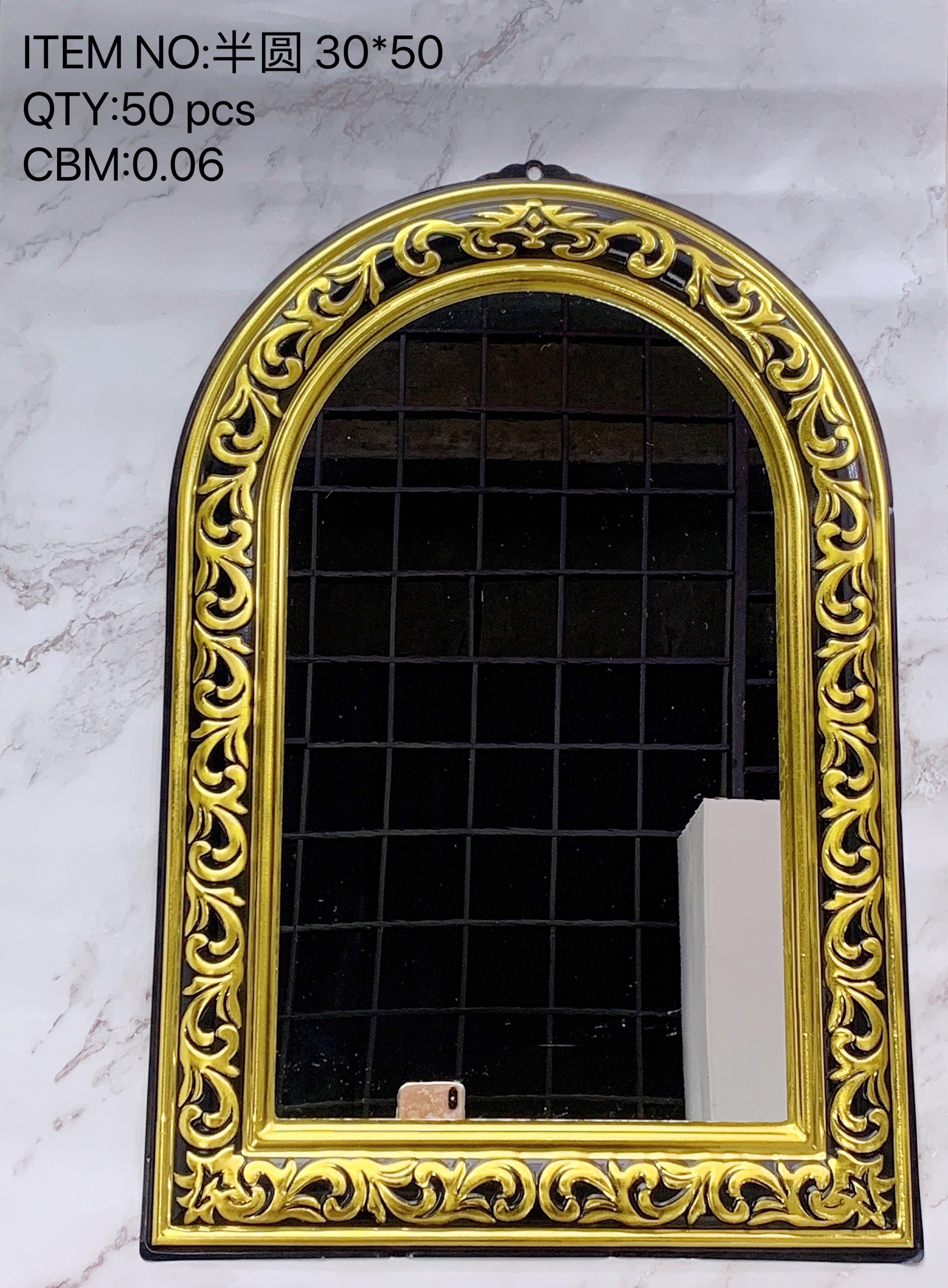 【永民镜业】半圆30*50 PVC框镜子学生宿舍塑料挂镜工厂直销外贸大货便宜塑料挂镜学生宿舍可挂于墙面便捷式款式