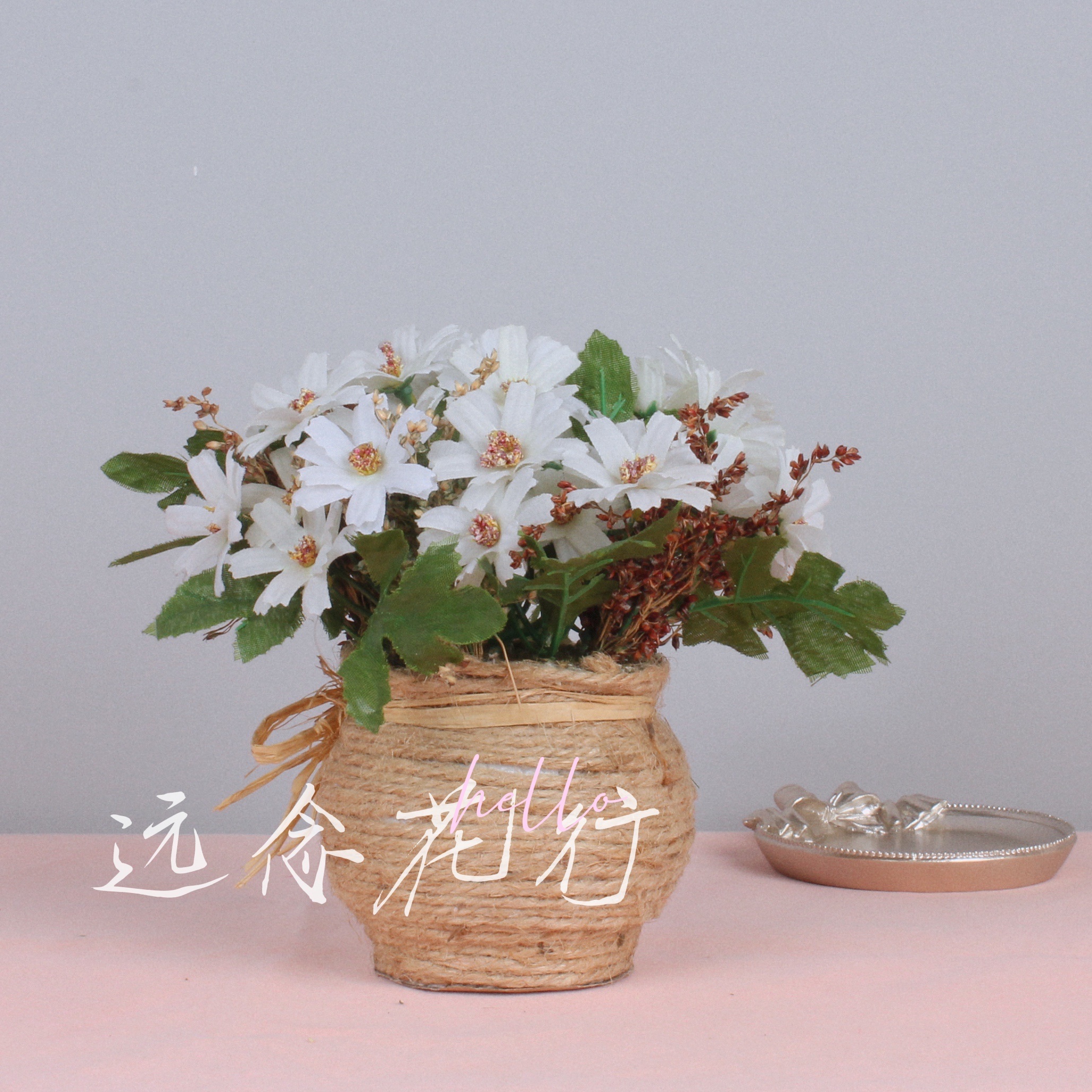 【远念花行】仿真花小盆栽美人菊盆