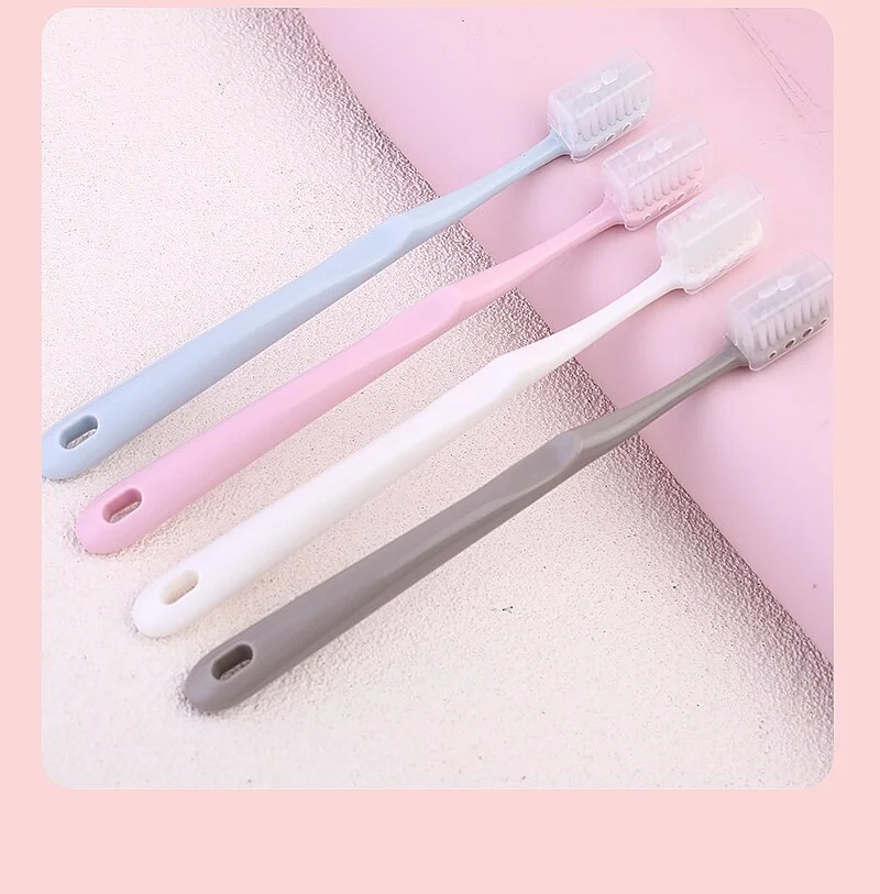 Boxed color manual household plastic four-tube household soft bristle gum protection minimalist toothbrush for men and women detail image 10
