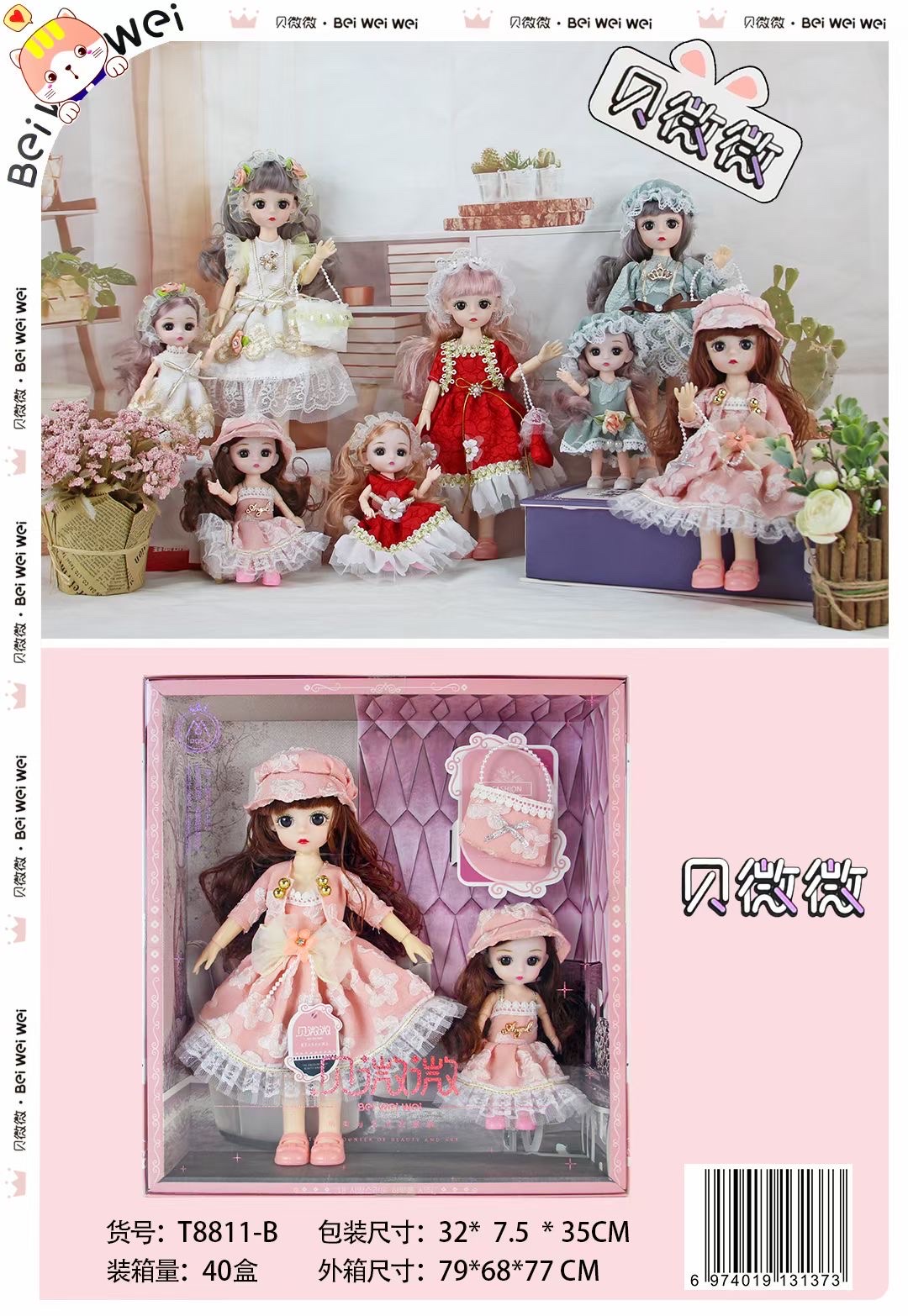 Beiweiwei Doll Scene Gift Box Set, a genuine 3C product from our factory, can be sold in supermarkets Specification image