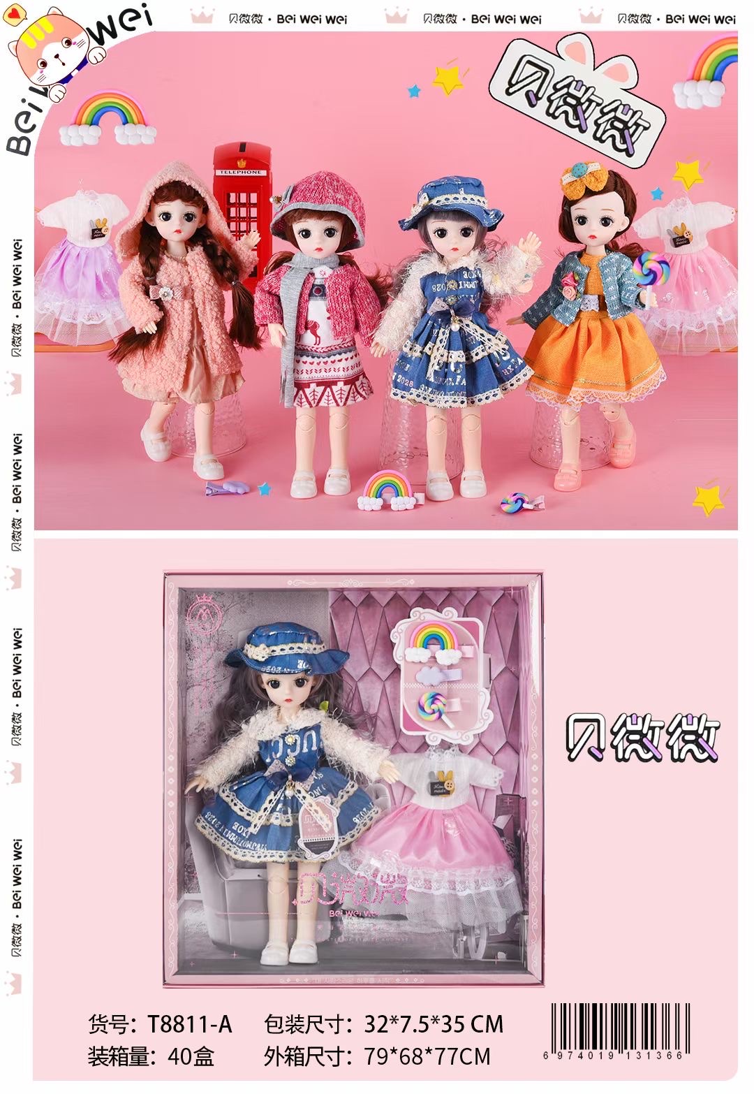 Beiweiwei Doll Scene Gift Box Set, a genuine 3C product from our factory, can be sold in supermarkets details Picture