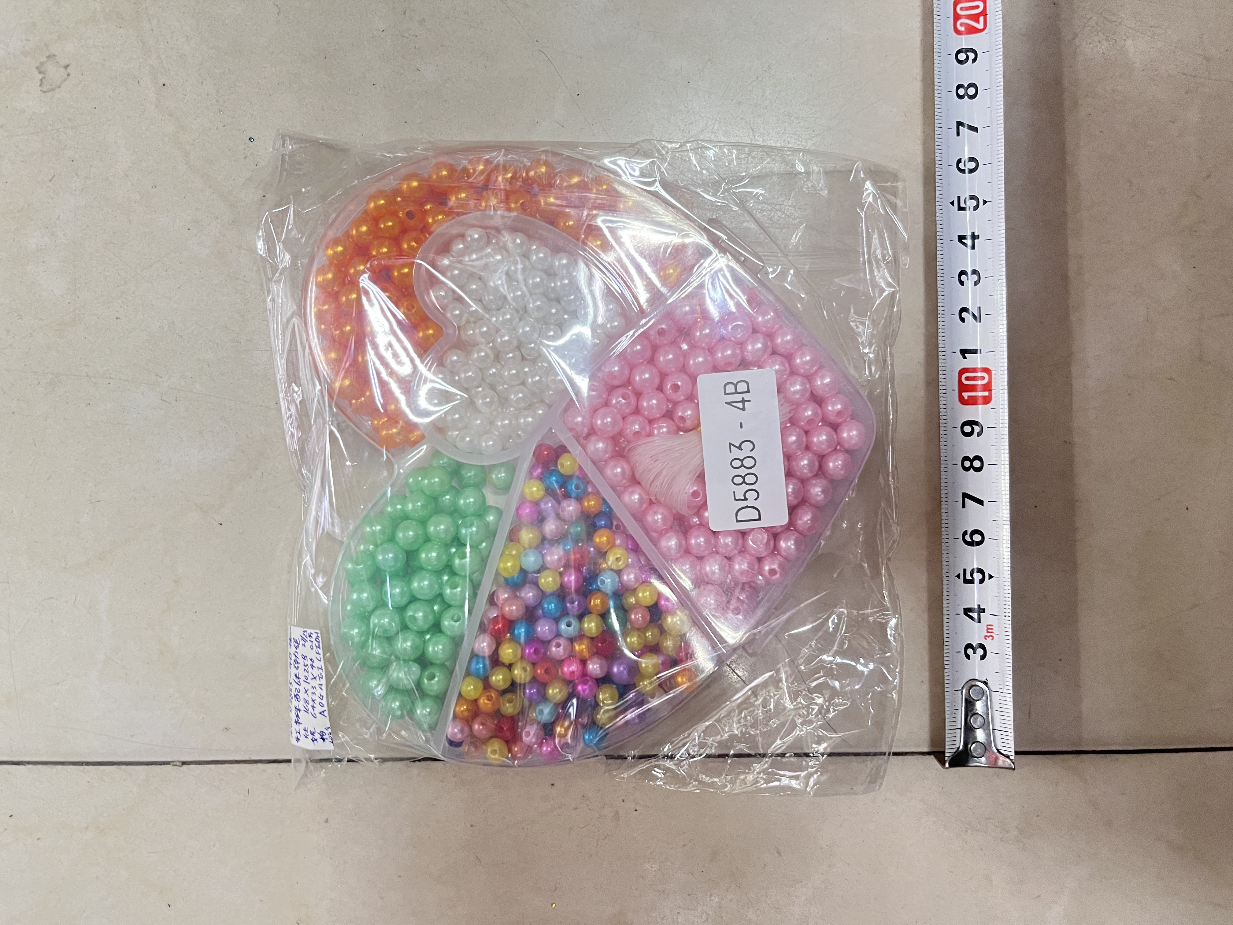 D5883-4B桃心手工串珠配6米弹力绳opp袋包装