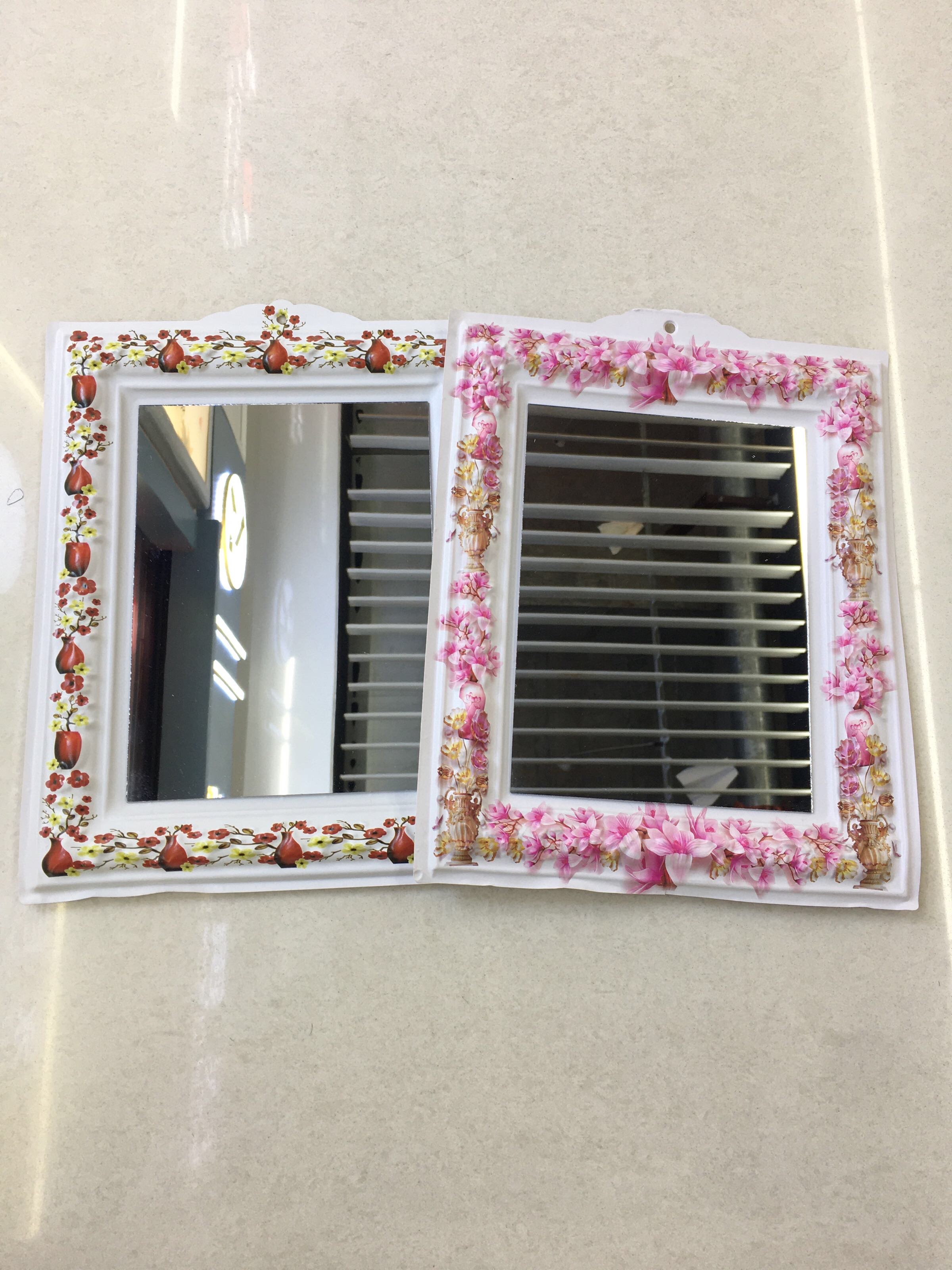 【永民镜业】花草15*20 便宜挂镜学生宿舍塑料镜子PVC框花色混装学生宿舍便宜挂镜厂家直销