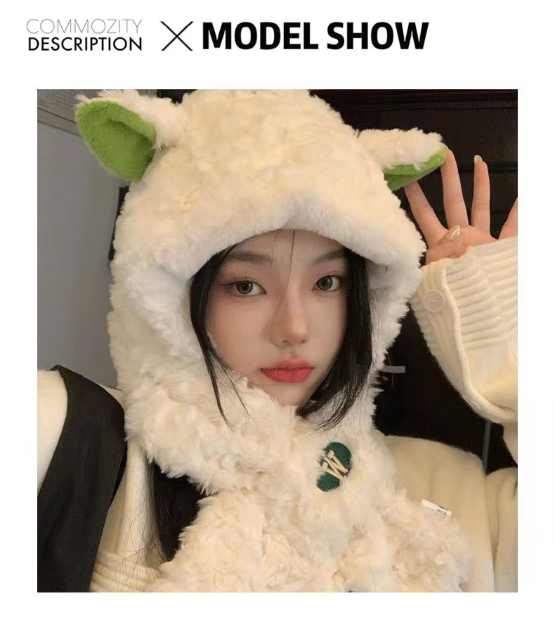 Sheep A Sheep, Beautiful Sheep Sheep Hat And Neck Two-Piece Set full figure