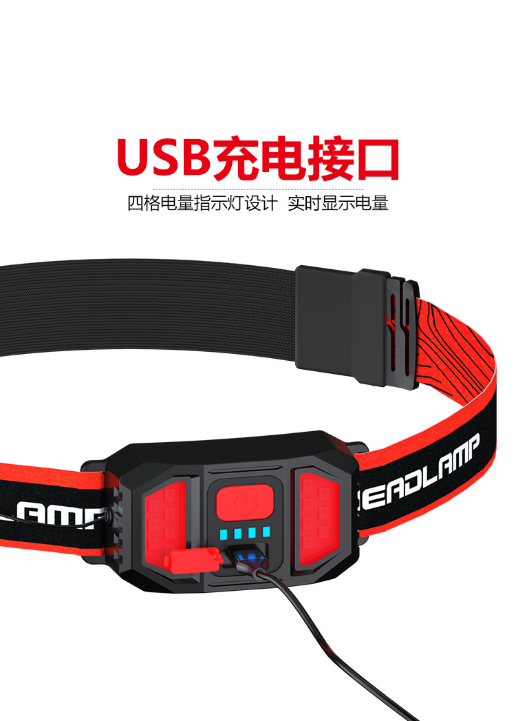 新款跨境强光COB头灯轻便携式头带工作灯跑步USB充电头灯夜钓鱼灯 TM-G13详情图9