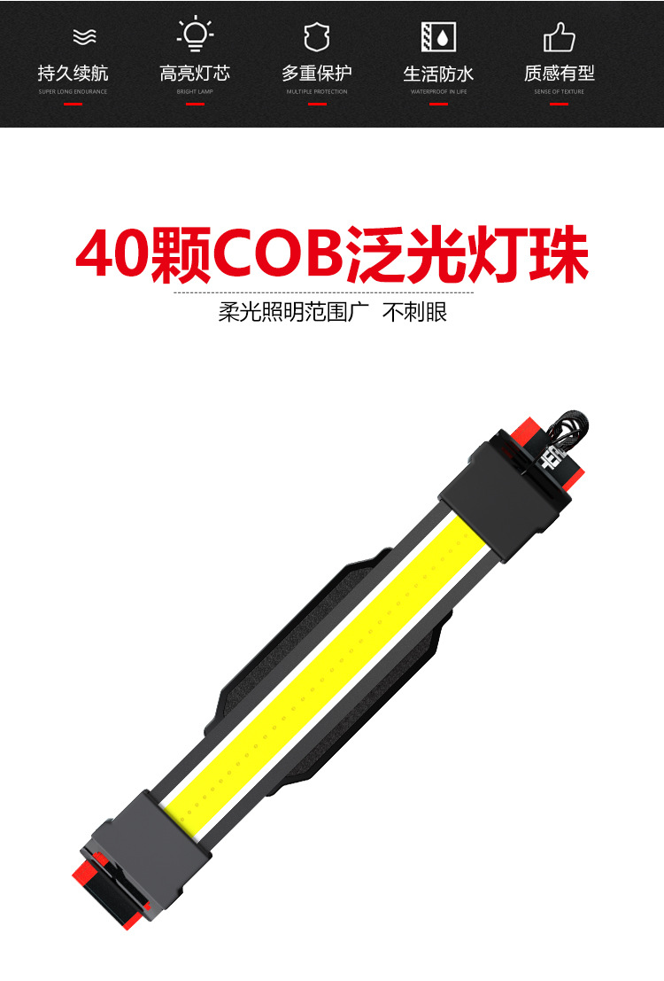新款跨境强光COB头灯轻便携式头带工作灯跑步USB充电头灯夜钓鱼灯 TM-G13详情图7