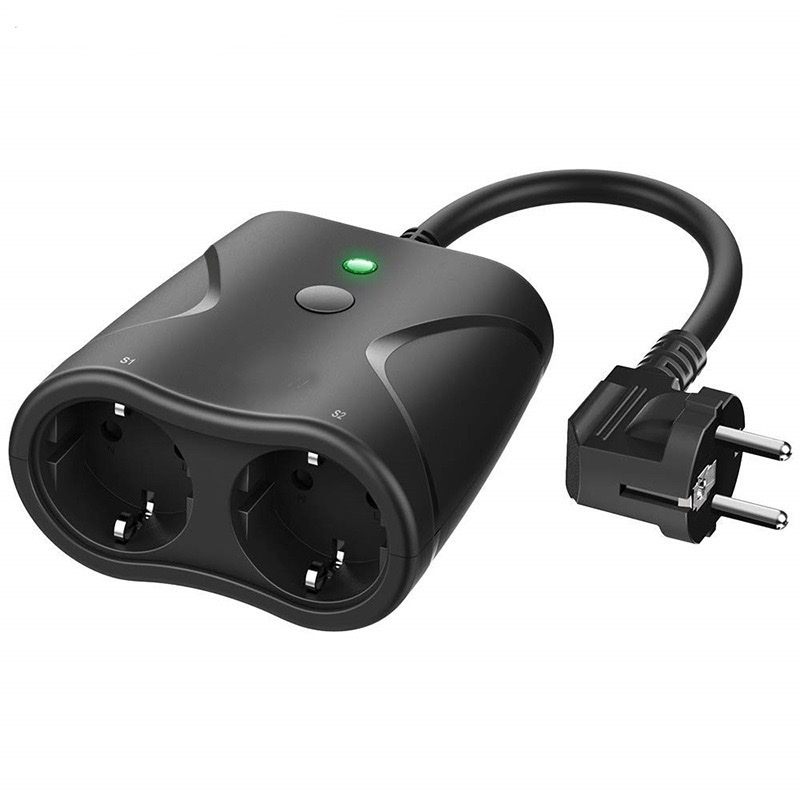 Outdoor smart power socket, garden plug with dual sockets, graffiti remote control, timed on/off, European standard power strip