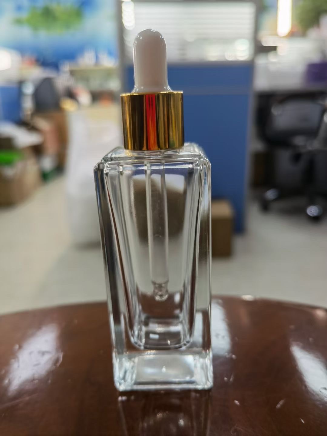 Houde Glass 50ml square essential oil bottle, cosmetic bottle, perfume bottle, silicone cap, aluminum foil cap
