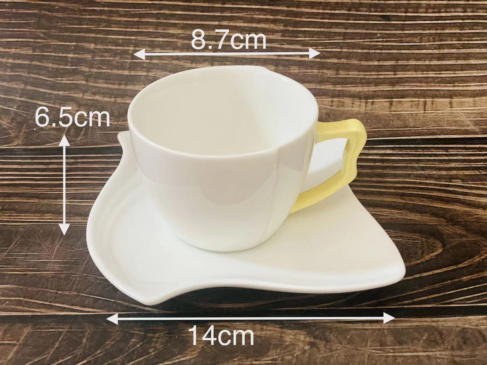 方圆陶瓷网红咖啡杯碟小清新风格家居陶瓷水具Fy86656