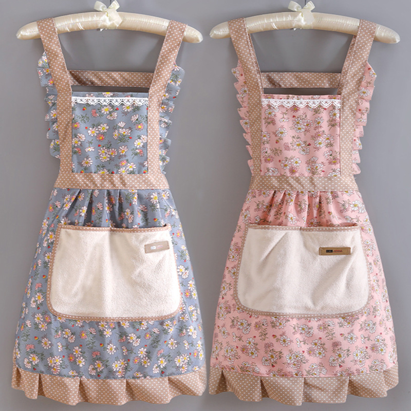 Canvas apron kitchenware, a new type of pure cotton women's cooking waistcoat that can be wiped at home, a popular princess