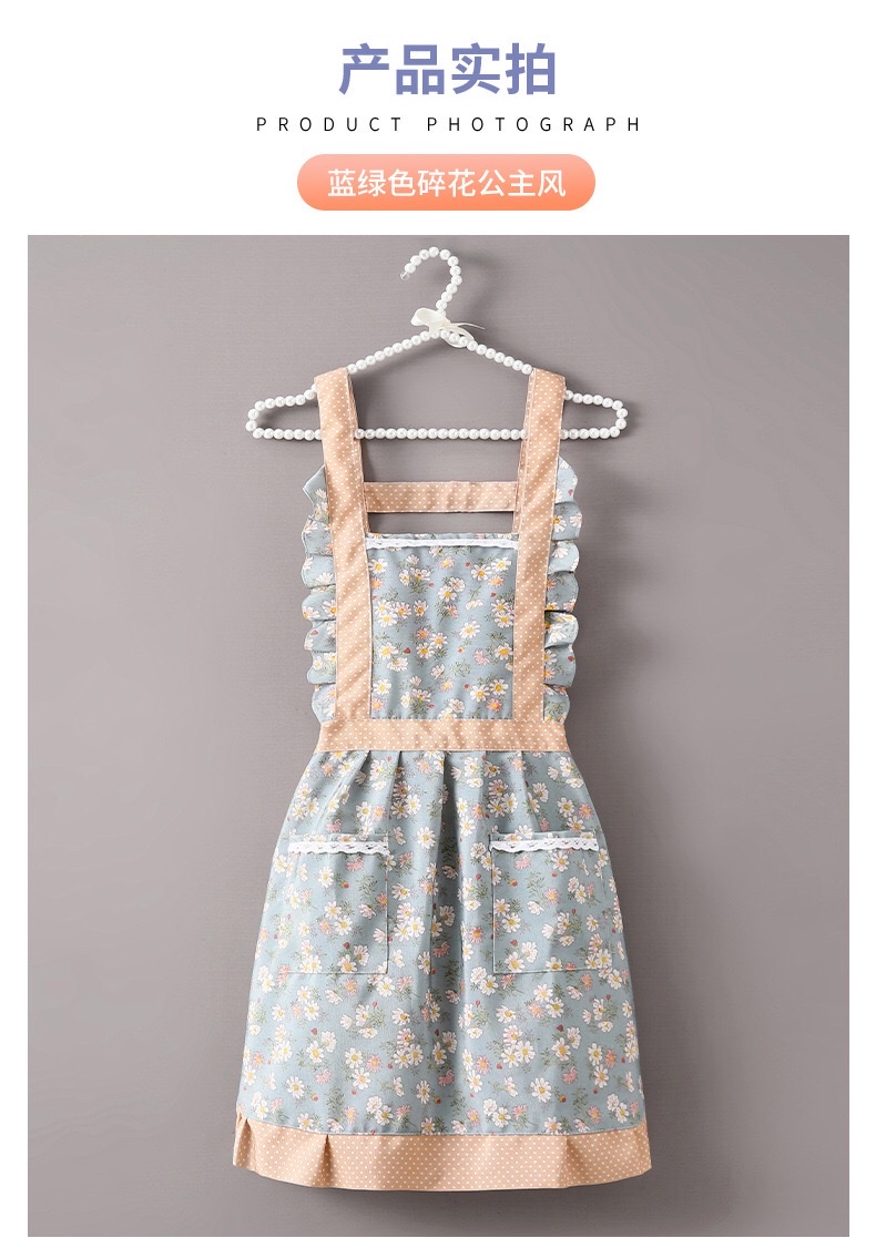 Women's summer waterproof household kitchen cooking canvas apron, catering work clothes, advertising apron, wholesale waistband Item Picture