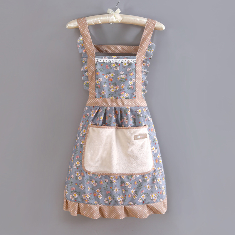 Canvas apron kitchenware, a new type of pure cotton women's cooking waistcoat that can be wiped at home, a popular princess Specification image