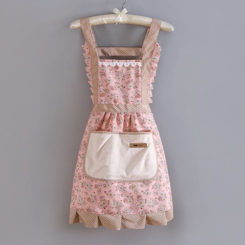 Canvas apron kitchenware, a new type of pure cotton women's cooking waistcoat that can be wiped at home, a popular princess Item Picture