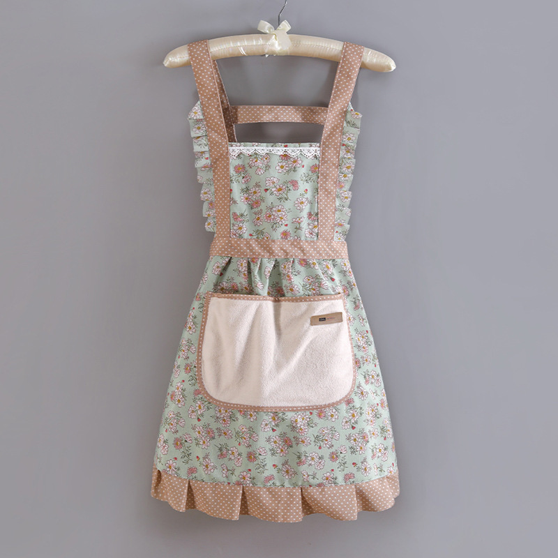 Canvas apron kitchenware, a new type of pure cotton women's cooking waistcoat that can be wiped at home, a popular princess Application Scenario