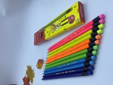 荧光HB铅笔学生铅笔彩色笔杆铅笔